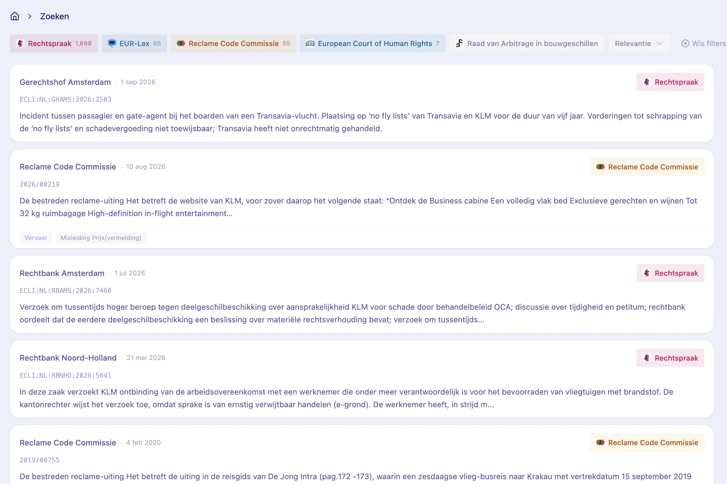 Feitlijn: Ruling summaries