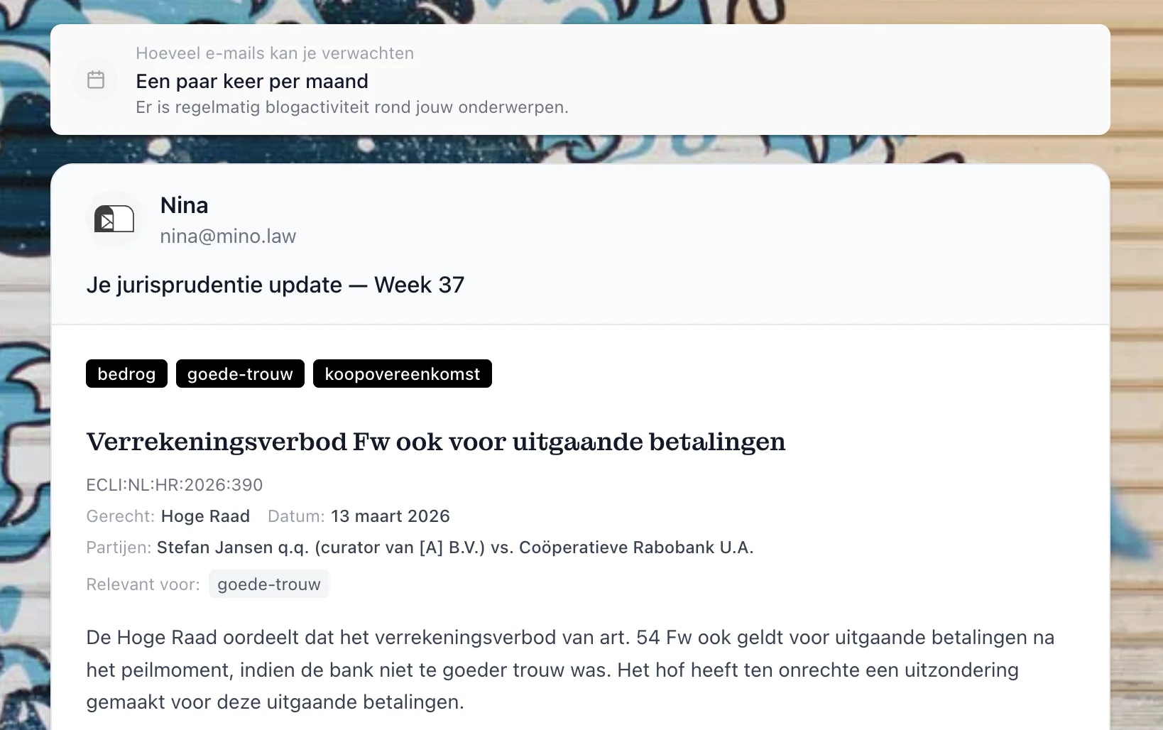 Nina: Weekly digest